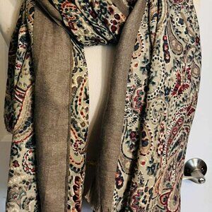 Vintage Paisley Scarf — Viscose & Cotton Blend (1990s, Made in P.R.C.)